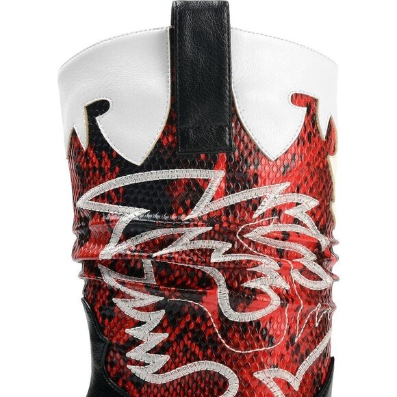 Ann Creek Low Heels Women Black Faux Leather Contrast Mid Calf Pointed toe Boots - Picture 6 of 7